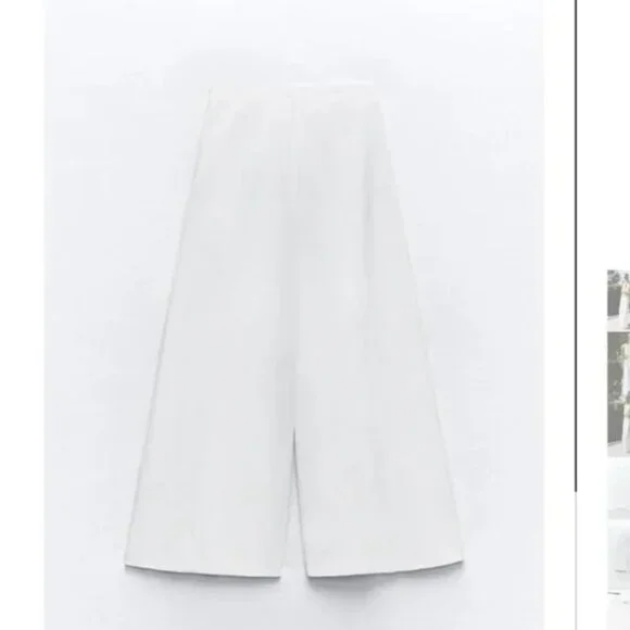 NWT ZARA WIDE LEG PANTS WHITE - Picture 4 of 6